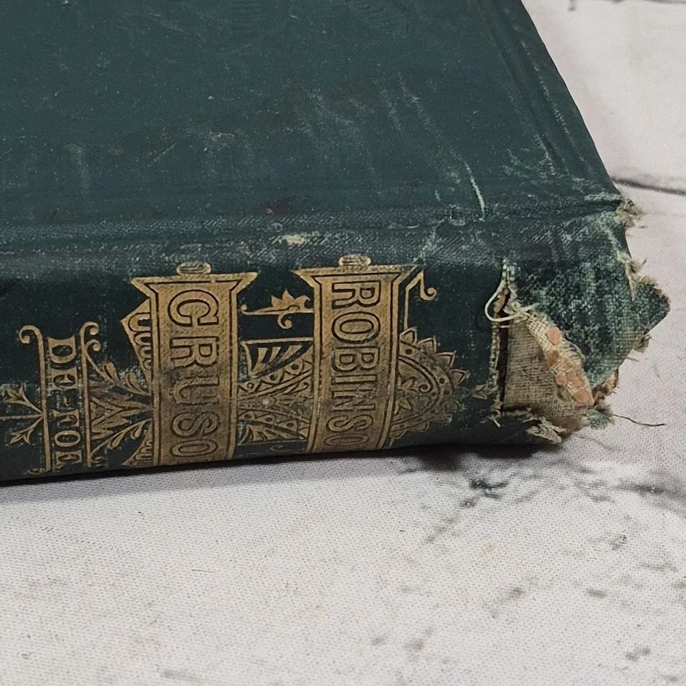 ANTIQUE 1872 ADVENTURE NOVEL: ROBINSON CRUSOE BY DANIEL DEFOE